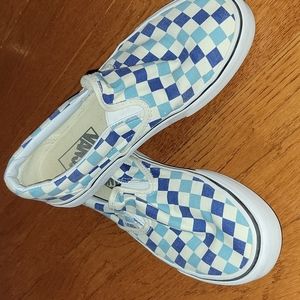 Vans blue checkerboard slipons
